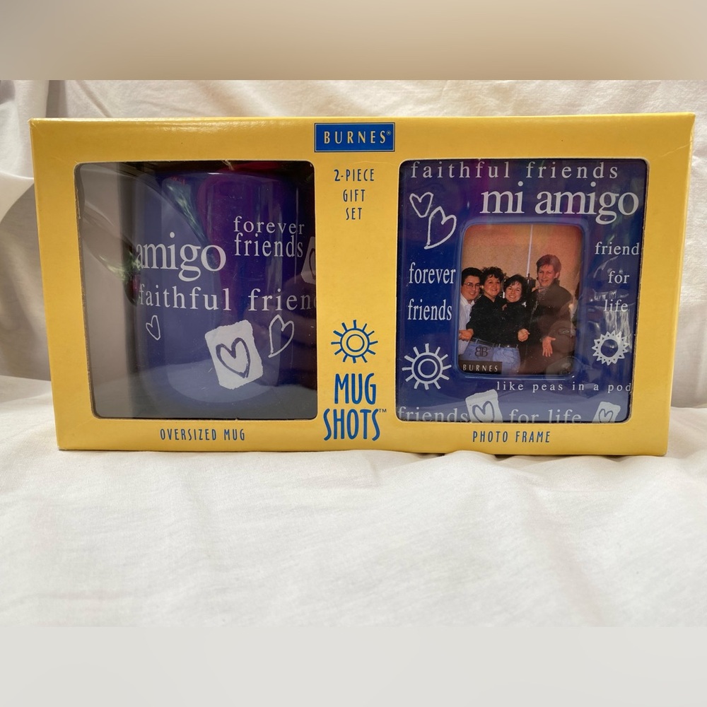 NIB Friendship Ceramic Mug & Frame Set. Forever Friends, Mi Amigo.